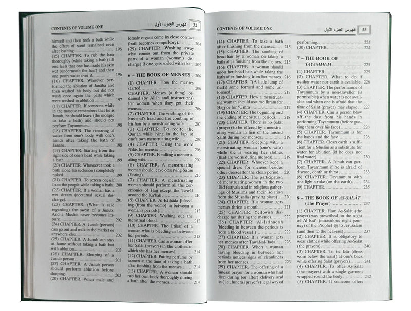 Sahih Al-Bukhari English translation open page showing Arabic-English text layout