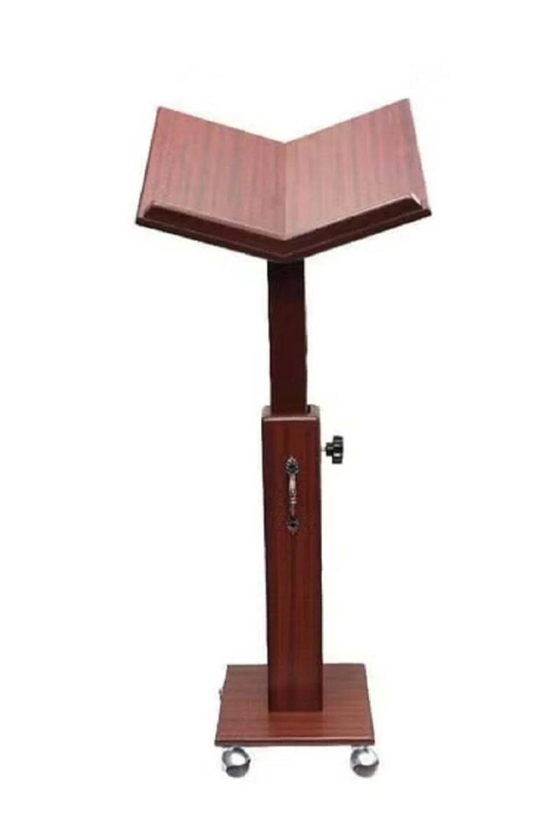 Premium Wooden Adjustable Quran Stand with Wheels – Mobile Rehal Podium