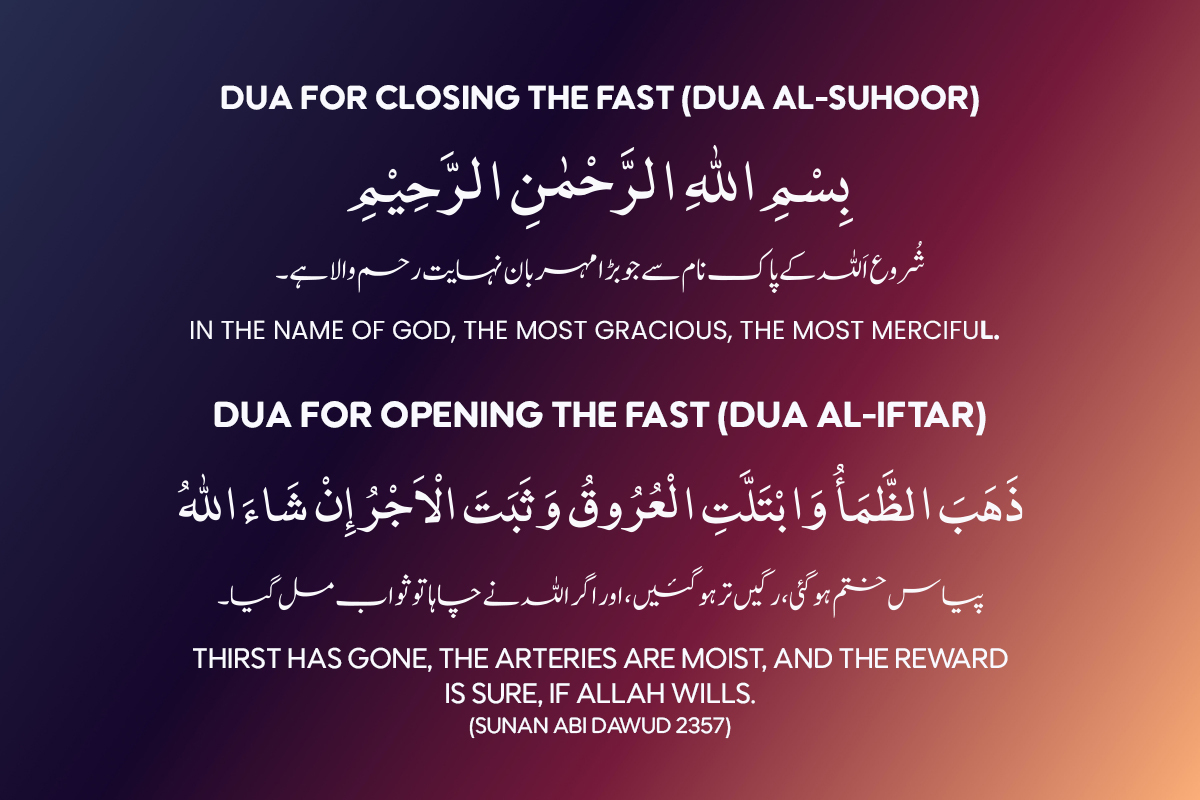 dua for opening and closing fast in ramadan
